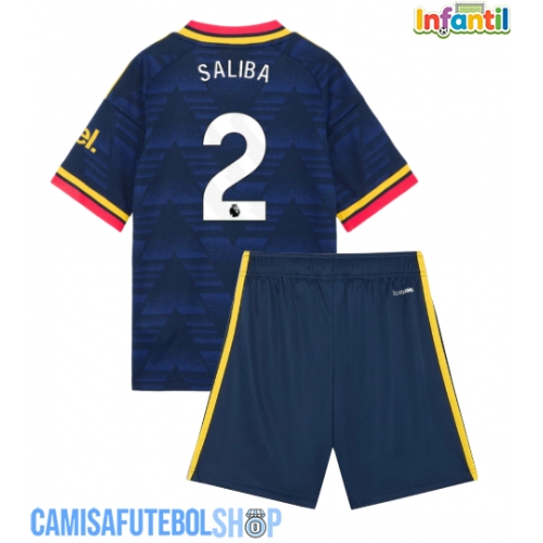 Camisa de time de futebol Arsenal William Saliba #2 Replicas 2º Equipamento Infantil 2026-27 Manga Curta (+ Calças curtas)